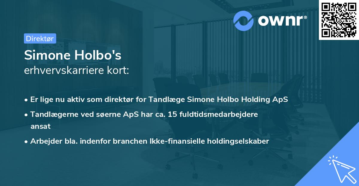 Simone Holbo's erhvervskarriere kort