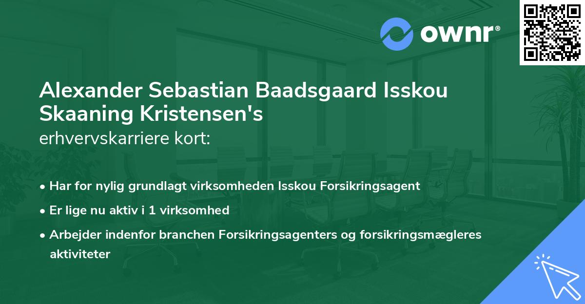Alexander Sebastian Baadsgaard Isskou Skaaning Kristensen's erhvervskarriere kort