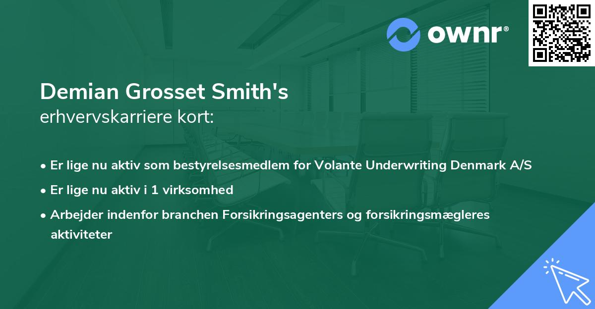 Demian Grosset Smith's erhvervskarriere kort