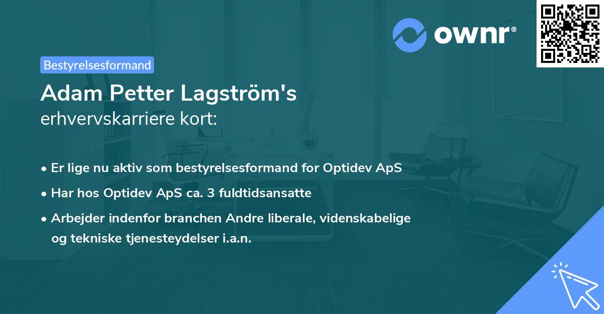 Adam Petter Lagström's erhvervskarriere kort