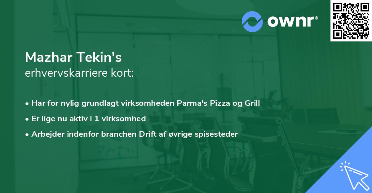 Mazhar Tekin's erhvervskarriere kort