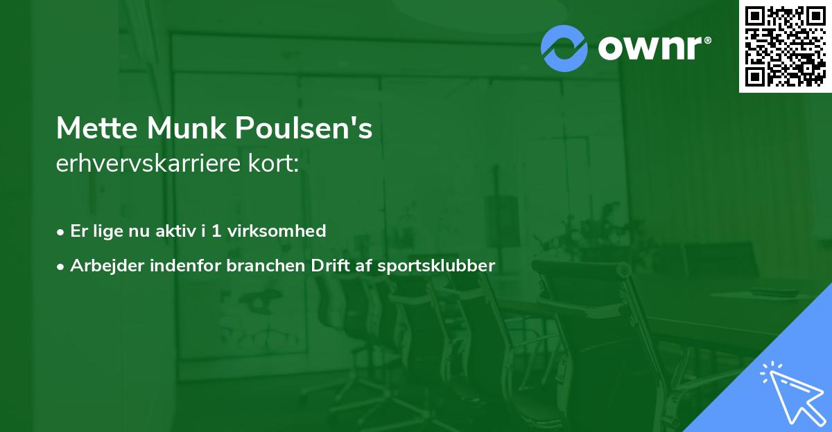 Mette Munk Poulsen's erhvervskarriere kort