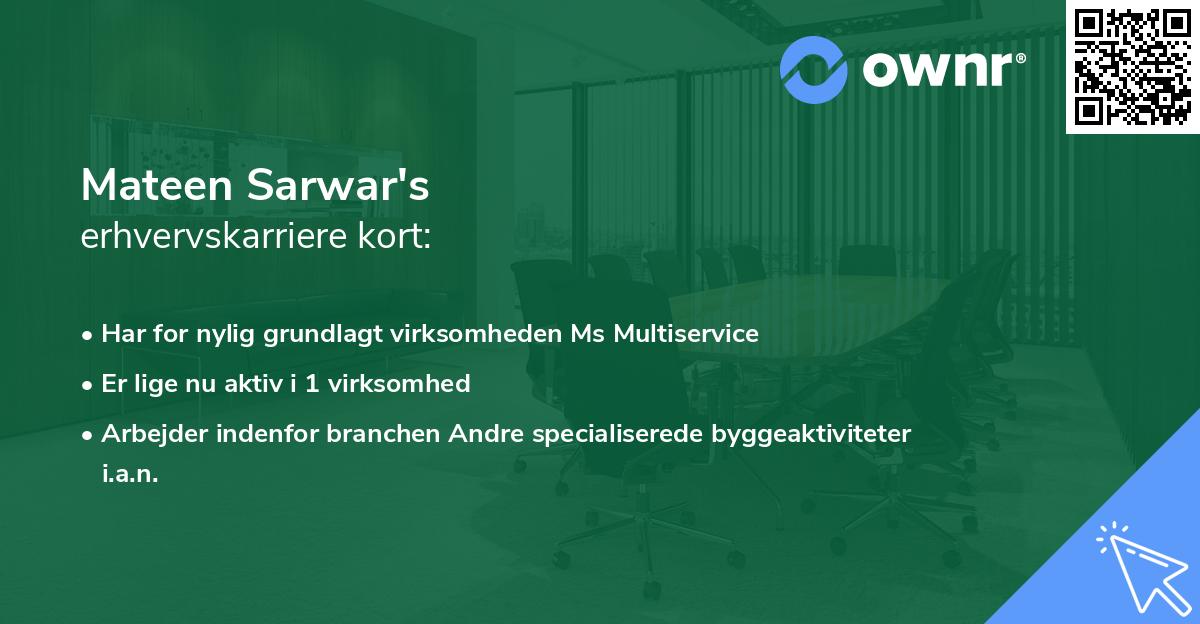 Mateen Sarwar's erhvervskarriere kort