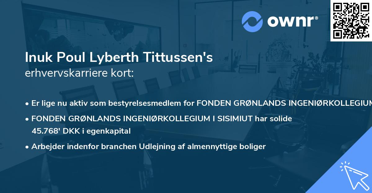 Inuk Poul Lyberth Tittussen's erhvervskarriere kort
