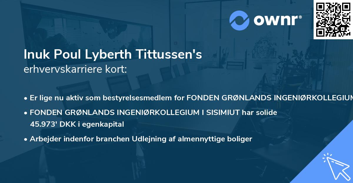 Inuk Poul Lyberth Tittussen's erhvervskarriere kort