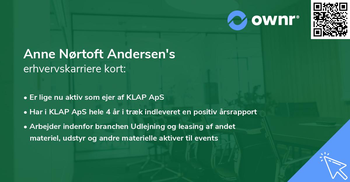 Anne Nørtoft Andersen's erhvervskarriere kort