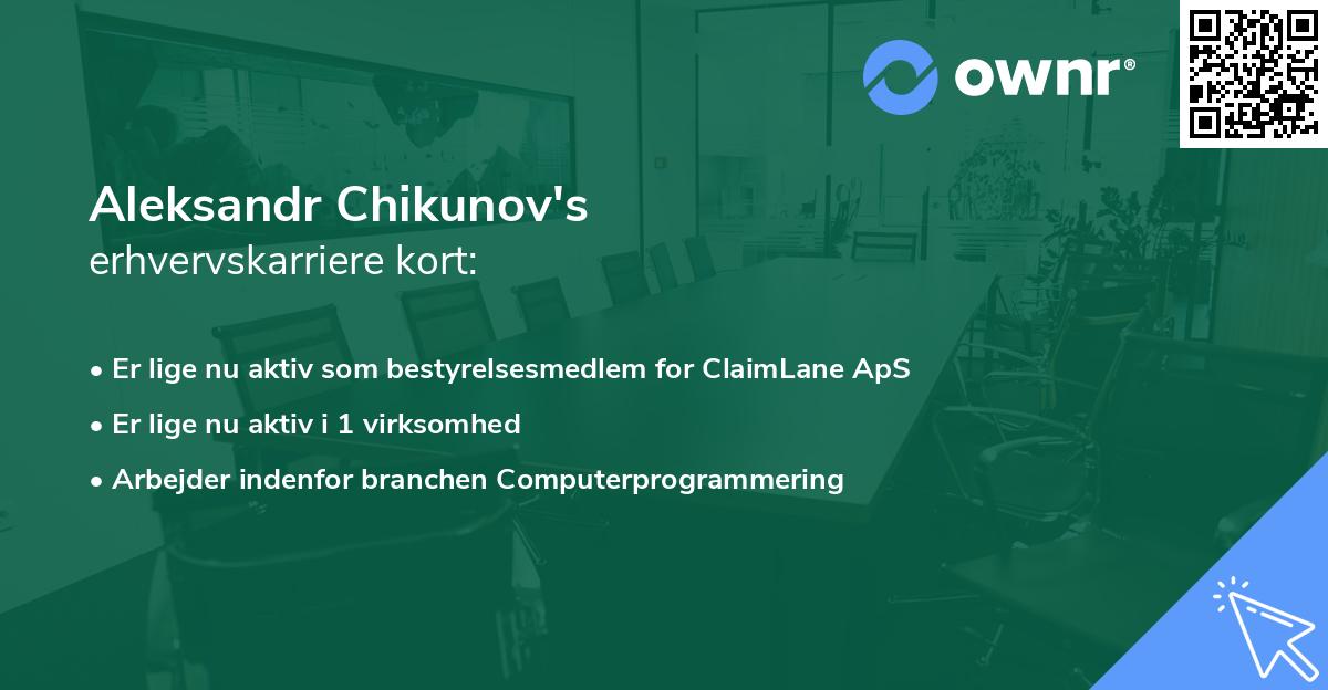 Aleksandr Chikunov's erhvervskarriere kort