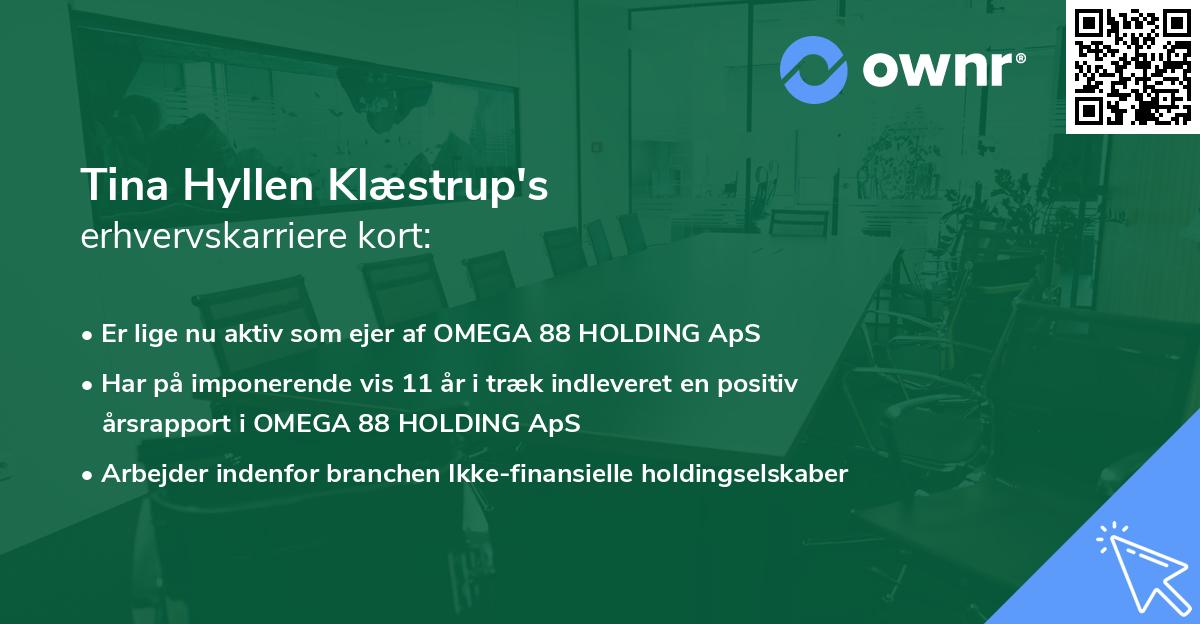 Tina Hyllen Klæstrup's erhvervskarriere kort