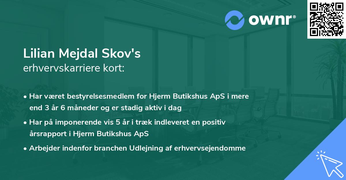 Lilian Mejdal Skov's erhvervskarriere kort