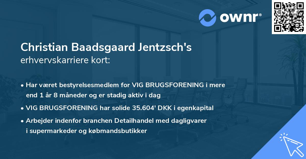 Christian Baadsgaard Jentzsch's erhvervskarriere kort