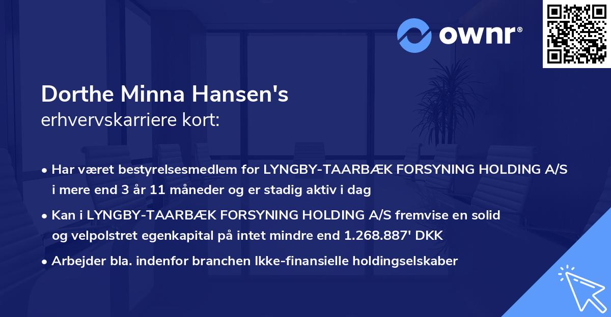 Dorthe Minna Hansen's erhvervskarriere kort
