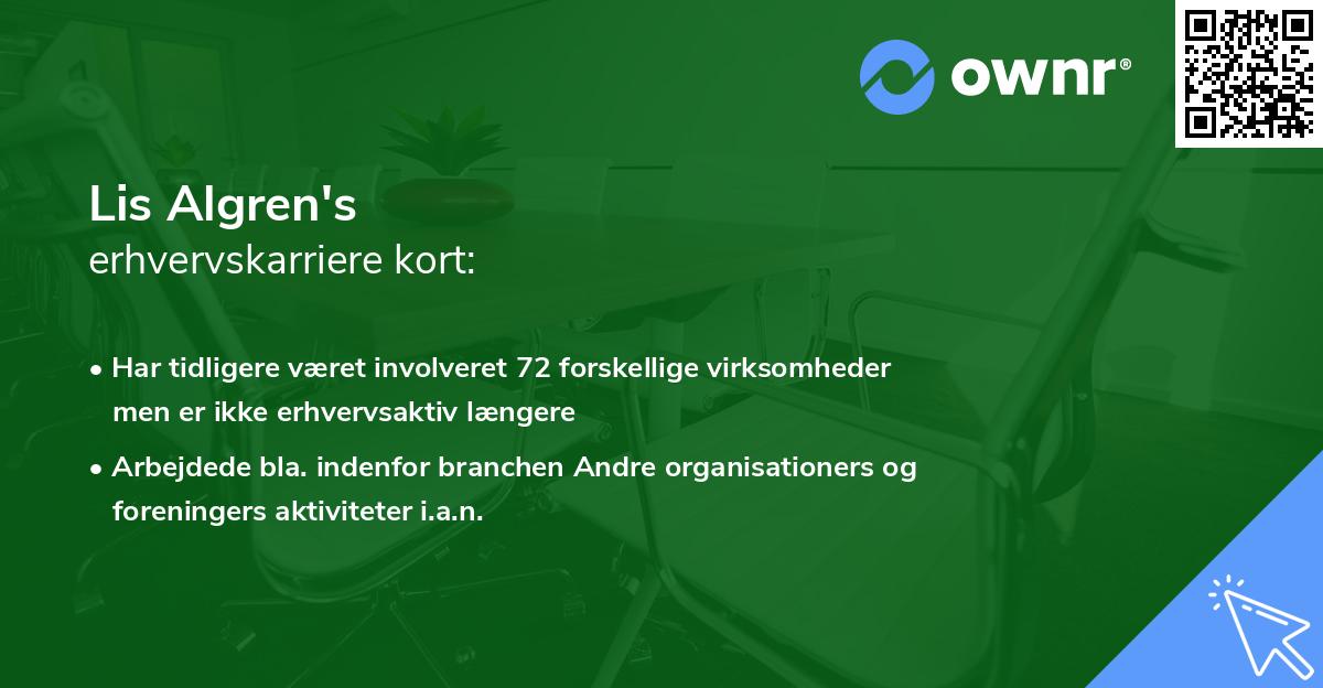 Lis Algren's erhvervskarriere kort