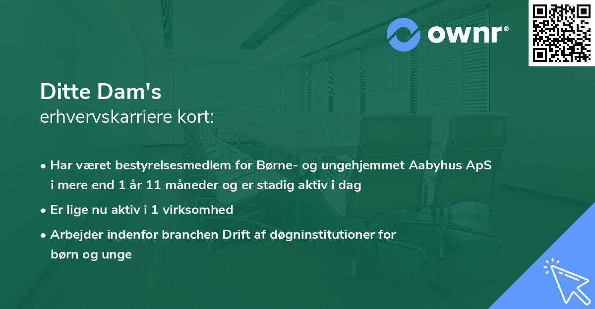 Ditte Dam's erhvervskarriere kort