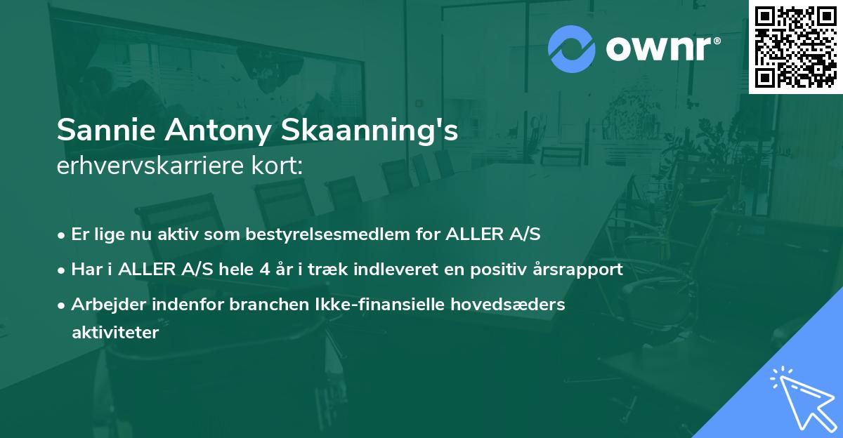 Sannie Antony Skaanning's erhvervskarriere kort