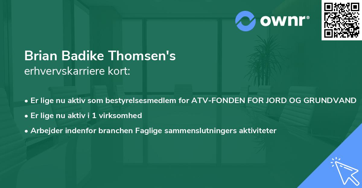 Brian Badike Thomsen's erhvervskarriere kort