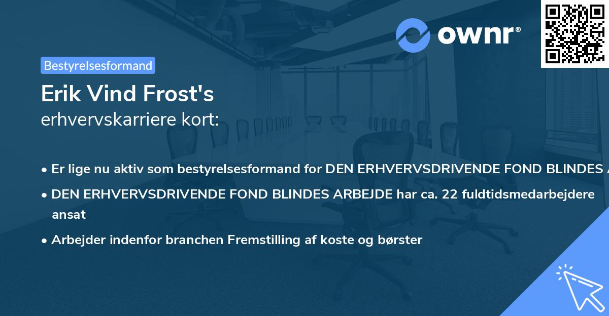 Erik Vind Frost's erhvervskarriere kort
