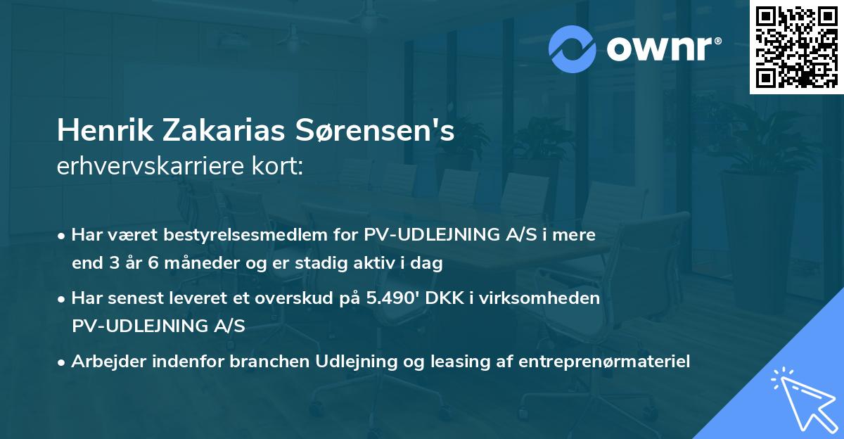 Henrik Zakarias Sørensen's erhvervskarriere kort