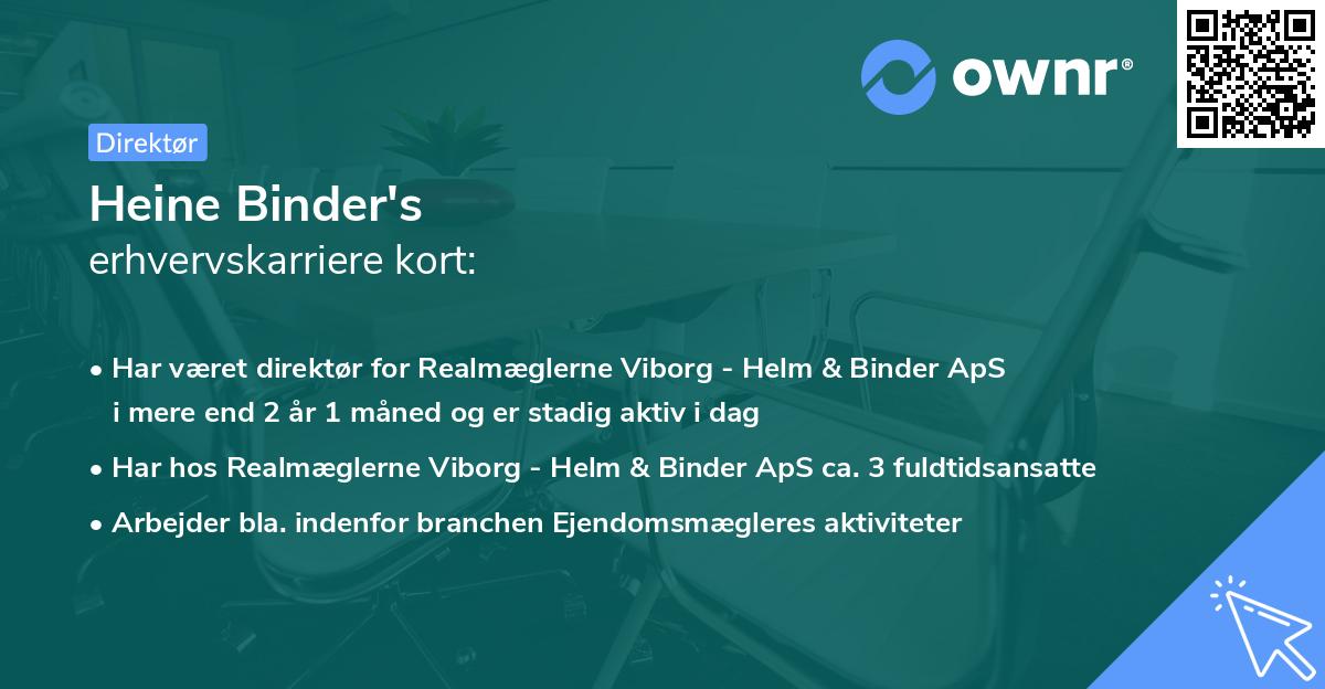 Heine Binder's erhvervskarriere kort