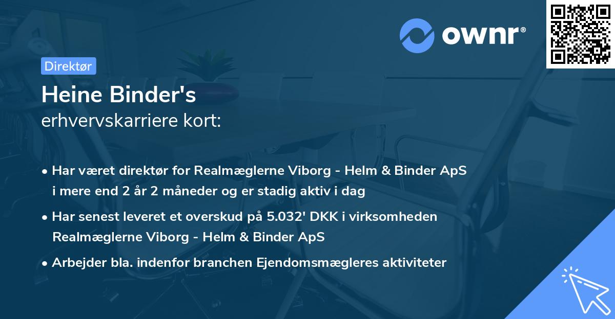 Heine Binder's erhvervskarriere kort