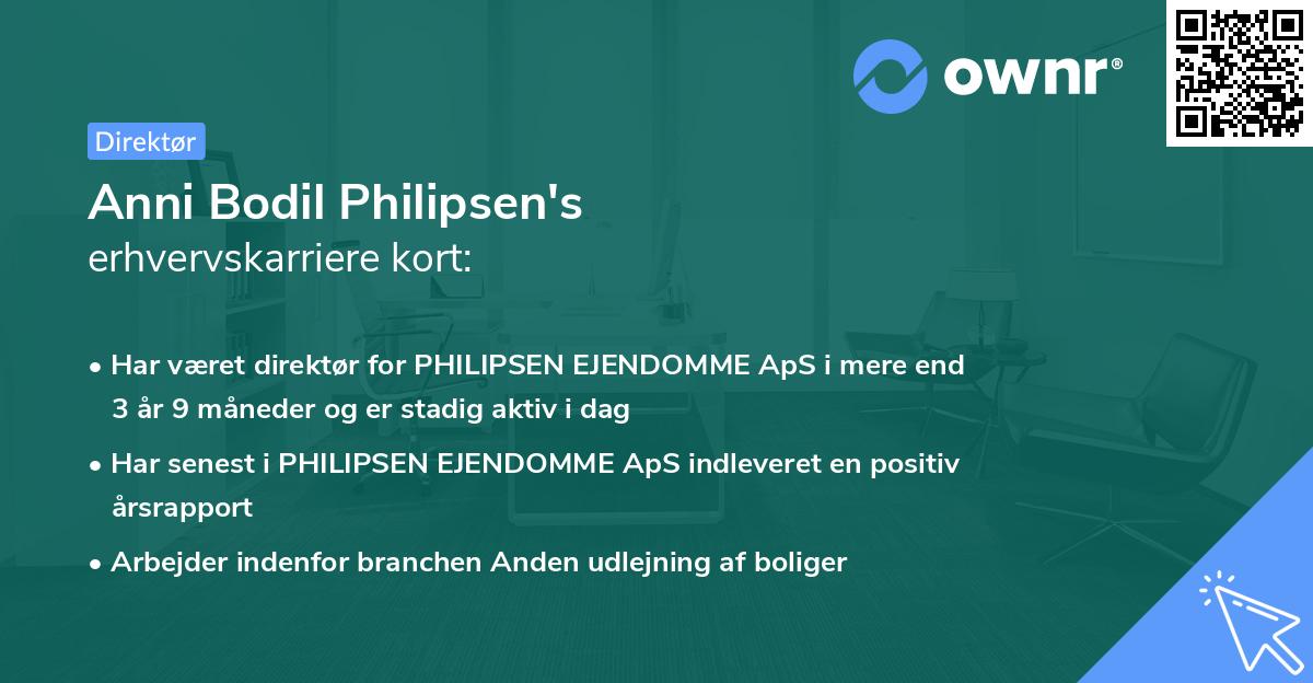 Anni Bodil Philipsen's erhvervskarriere kort