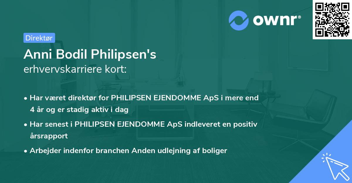 Anni Bodil Philipsen's erhvervskarriere kort