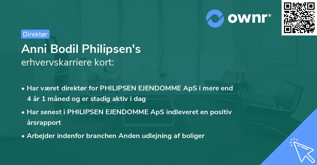 Anni Bodil Philipsen's erhvervskarriere kort