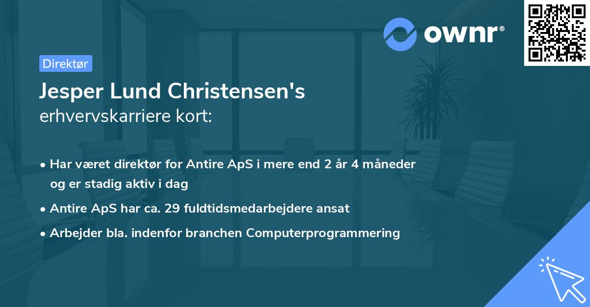 Jesper Lund Christensen's erhvervskarriere kort