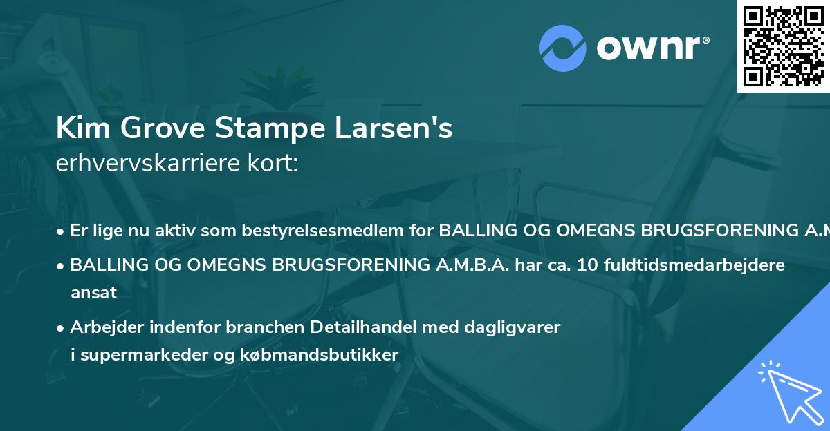 Kim Grove Stampe Larsen's erhvervskarriere kort