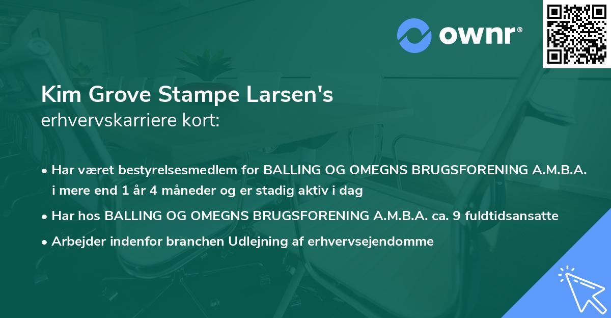 Kim Grove Stampe Larsen's erhvervskarriere kort