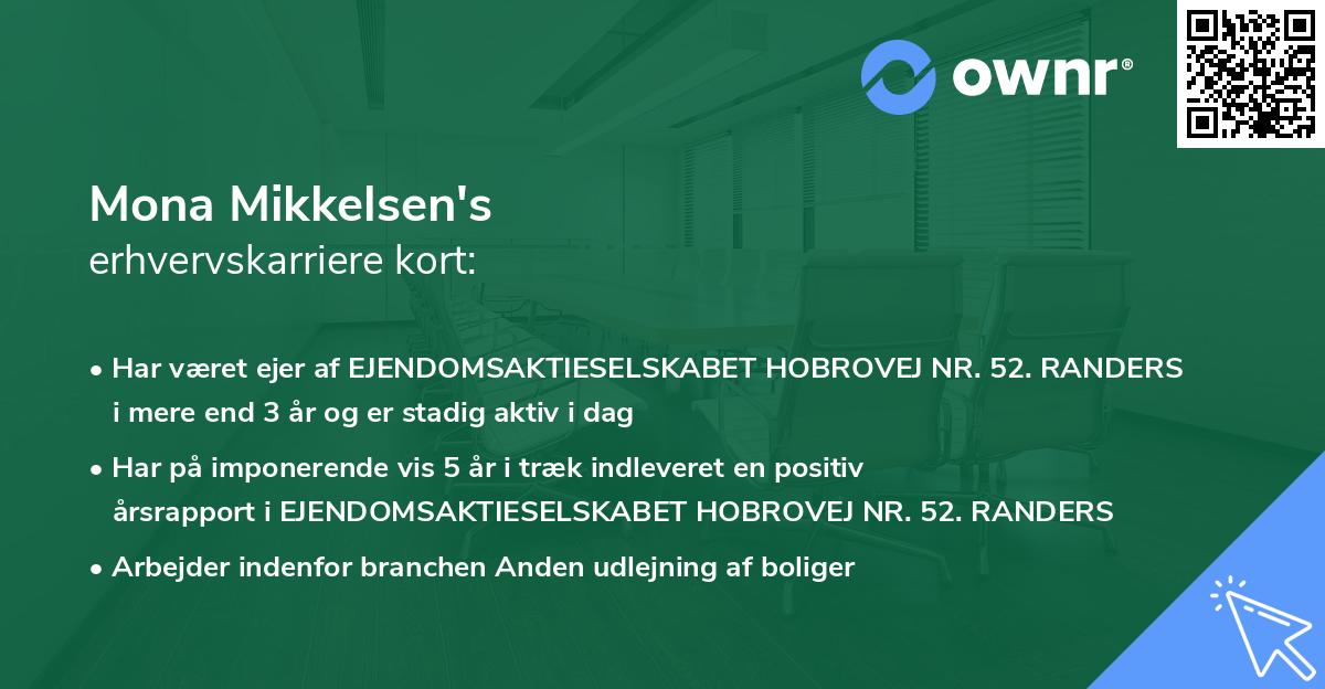 Mona Mikkelsen's erhvervskarriere kort