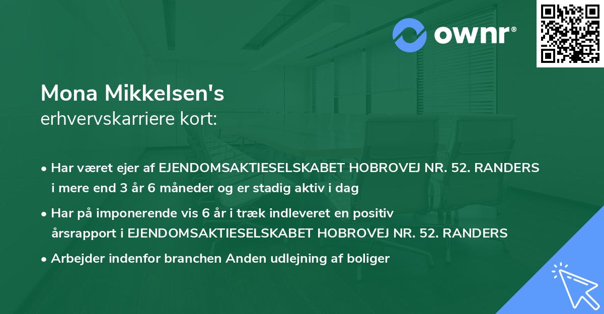 Mona Mikkelsen's erhvervskarriere kort