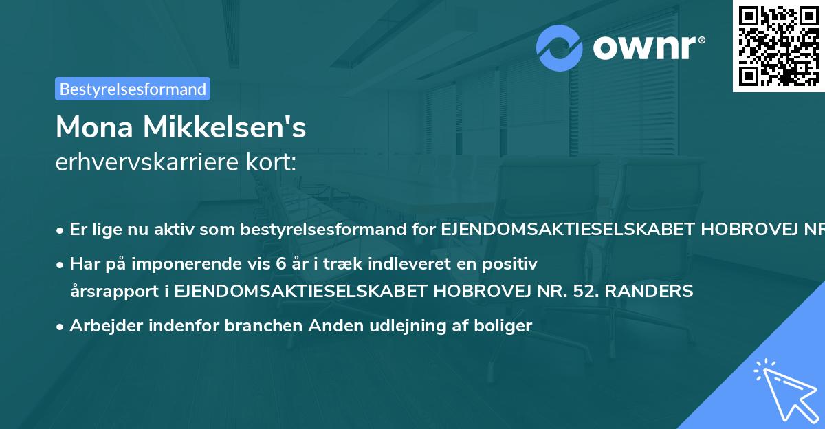Mona Mikkelsen's erhvervskarriere kort