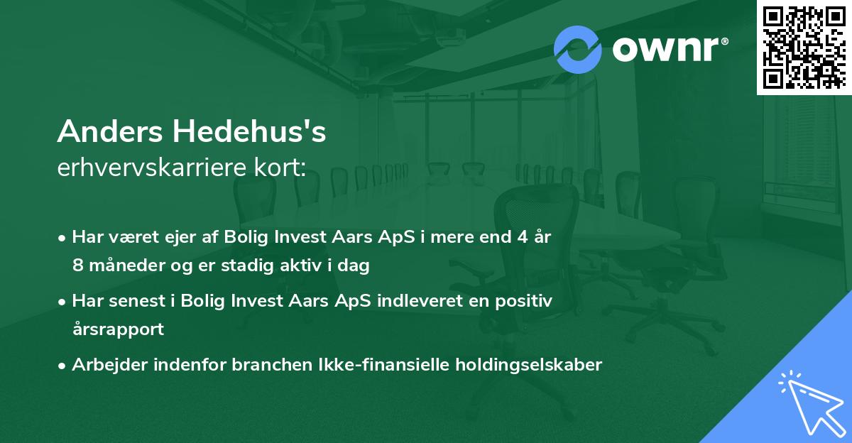 Anders Hedehus's erhvervskarriere kort