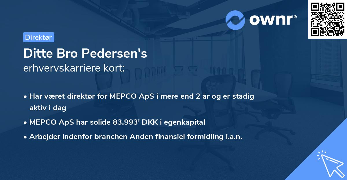 Ditte Bro Pedersen's erhvervskarriere kort