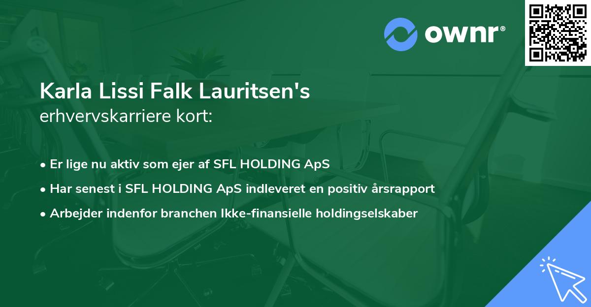 Karla Lissi Falk Lauritsen's erhvervskarriere kort