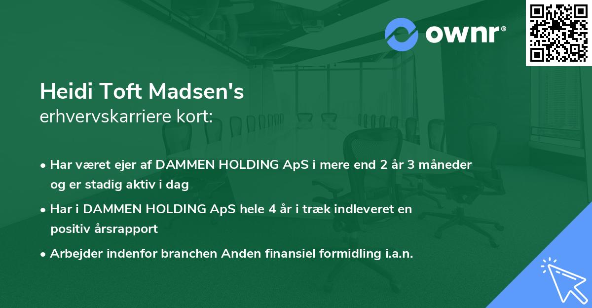 Heidi Toft Madsen's erhvervskarriere kort