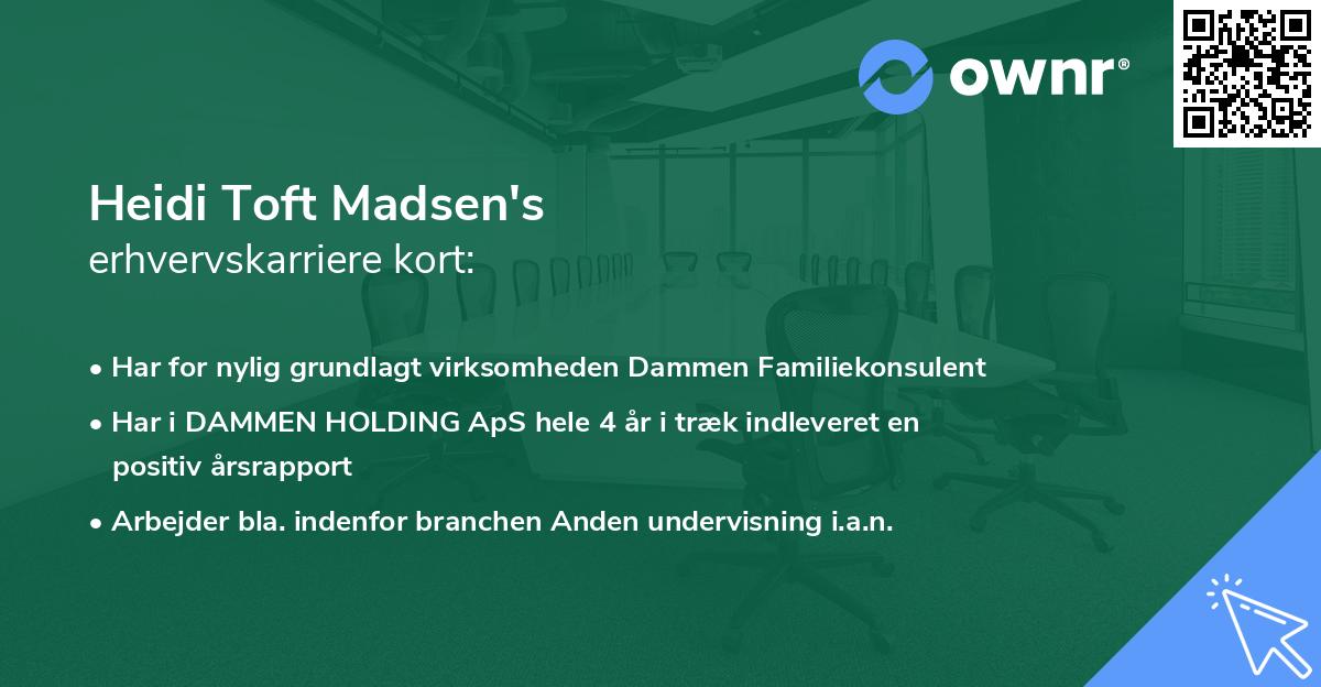 Heidi Toft Madsen's erhvervskarriere kort