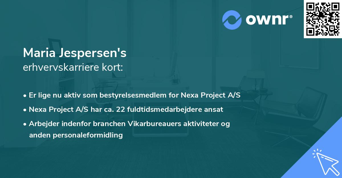 Maria Jespersen's erhvervskarriere kort