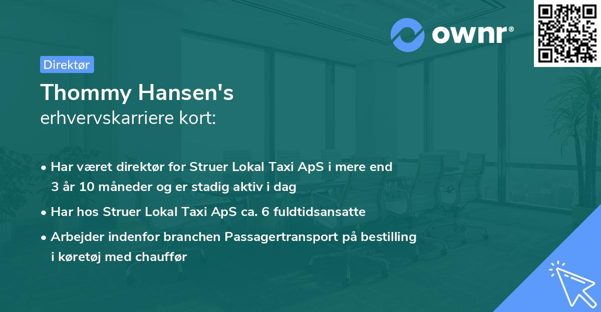 Thommy Hansen's erhvervskarriere kort