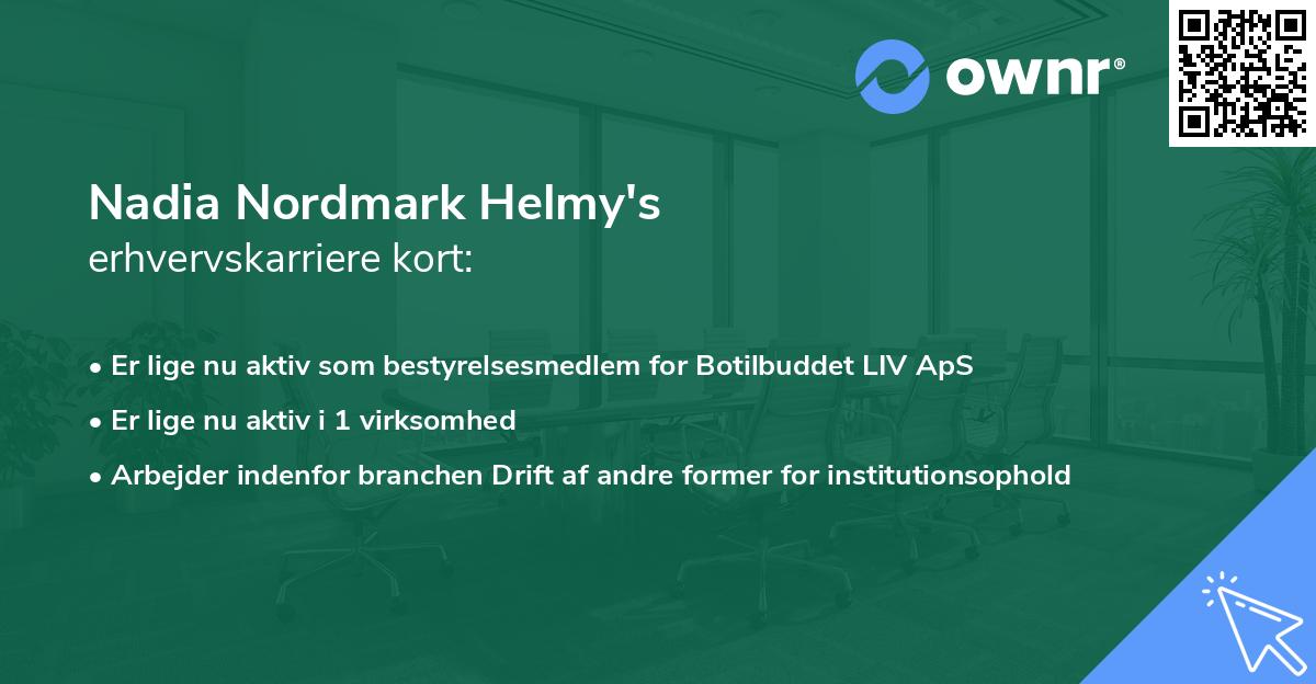 Nadia Nordmark Helmy's erhvervskarriere kort