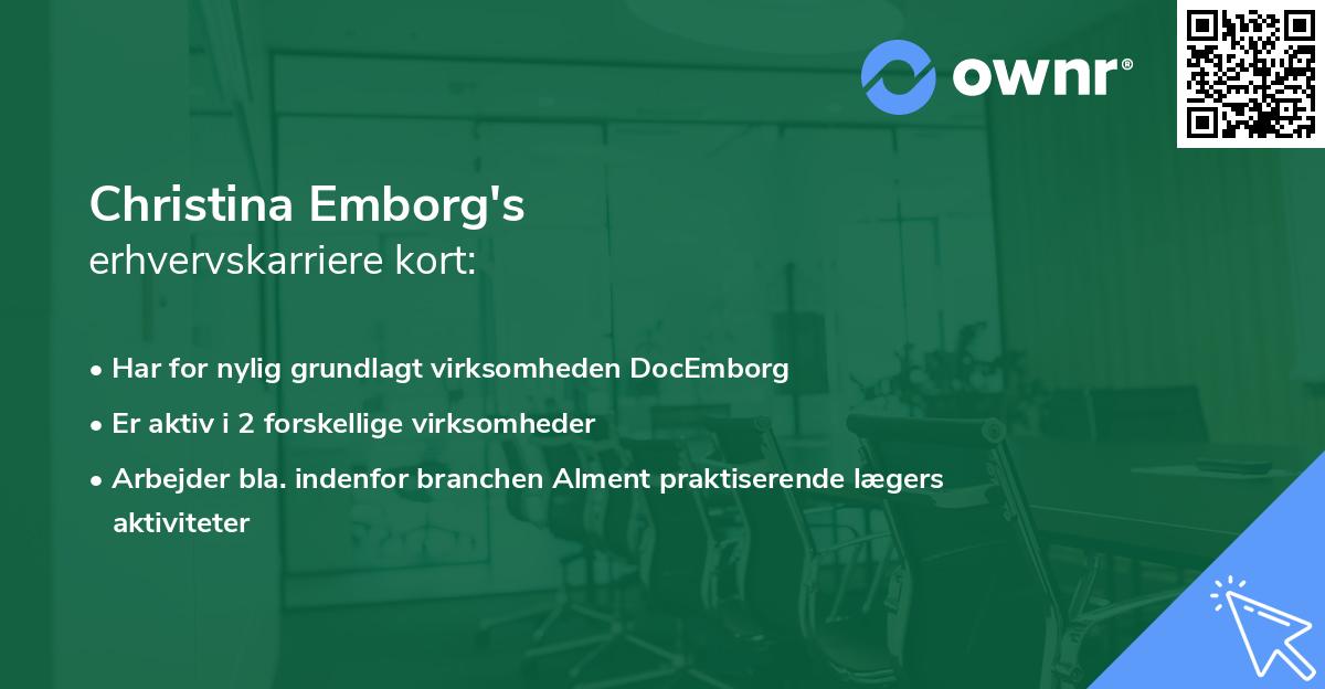 Christina Emborg's erhvervskarriere kort
