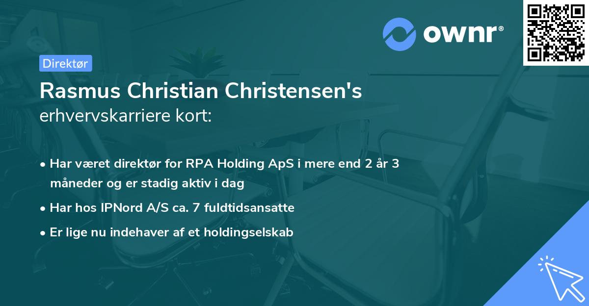 Rasmus Christian Christensen's erhvervskarriere kort