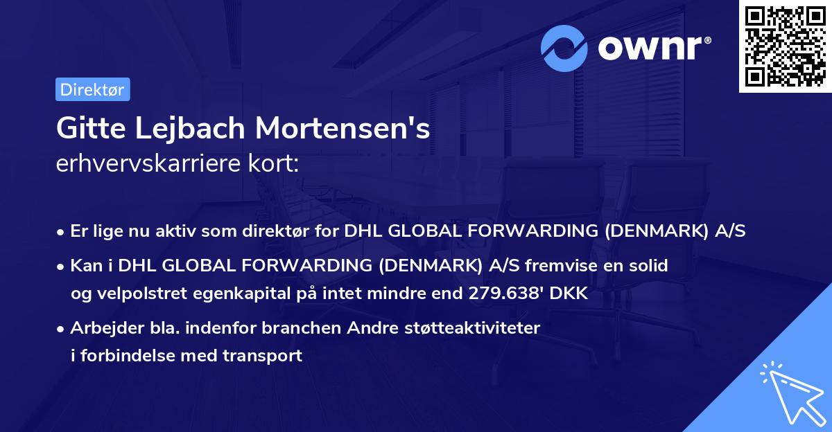 Gitte Lejbach Mortensen's erhvervskarriere kort