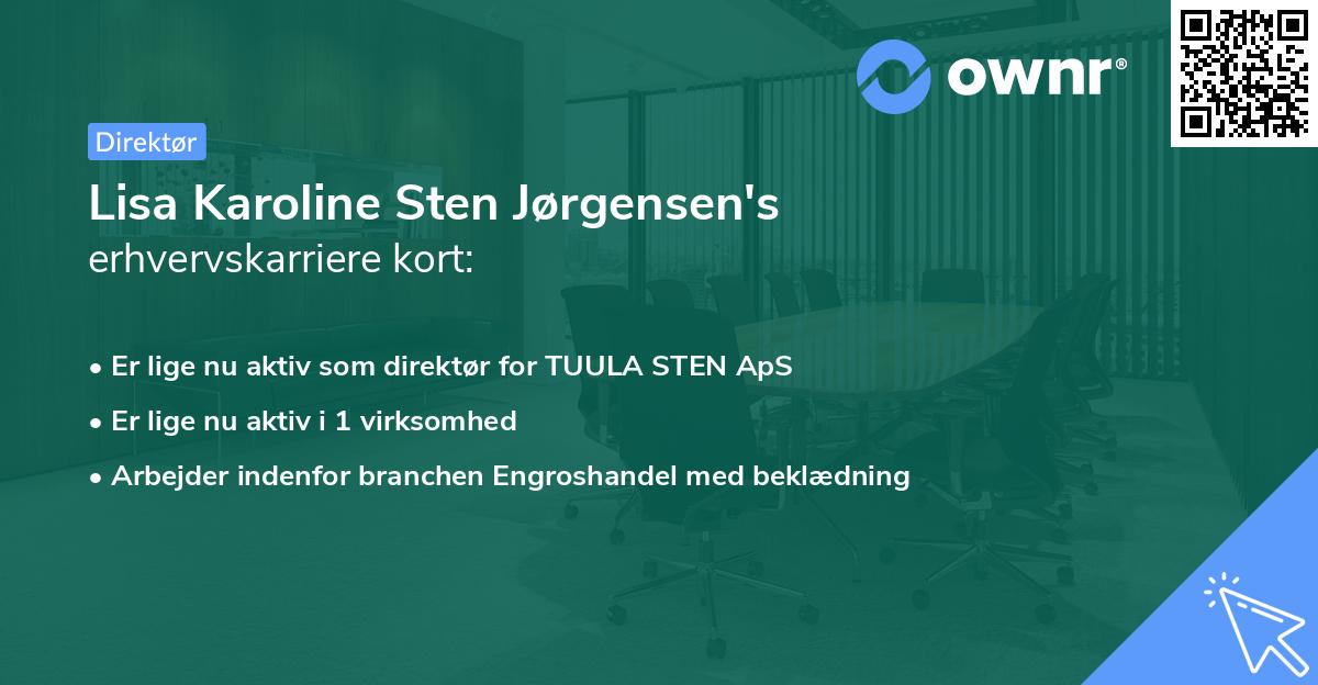 Lisa Karoline Sten Jørgensen's erhvervskarriere kort