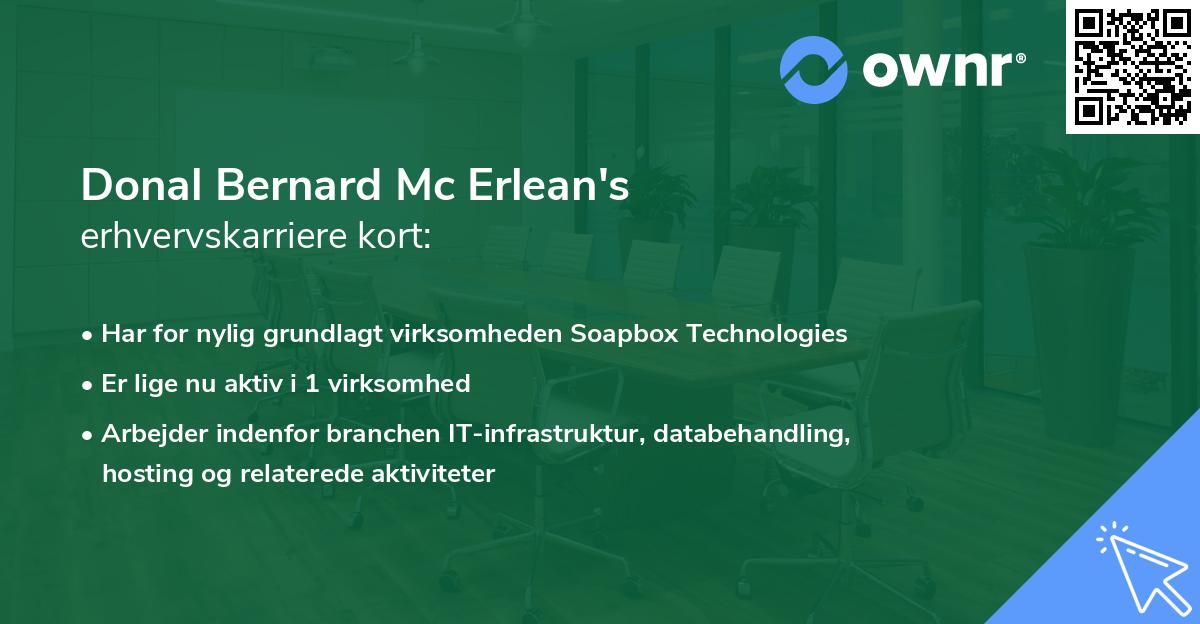 Donal Bernard Mc Erlean's erhvervskarriere kort
