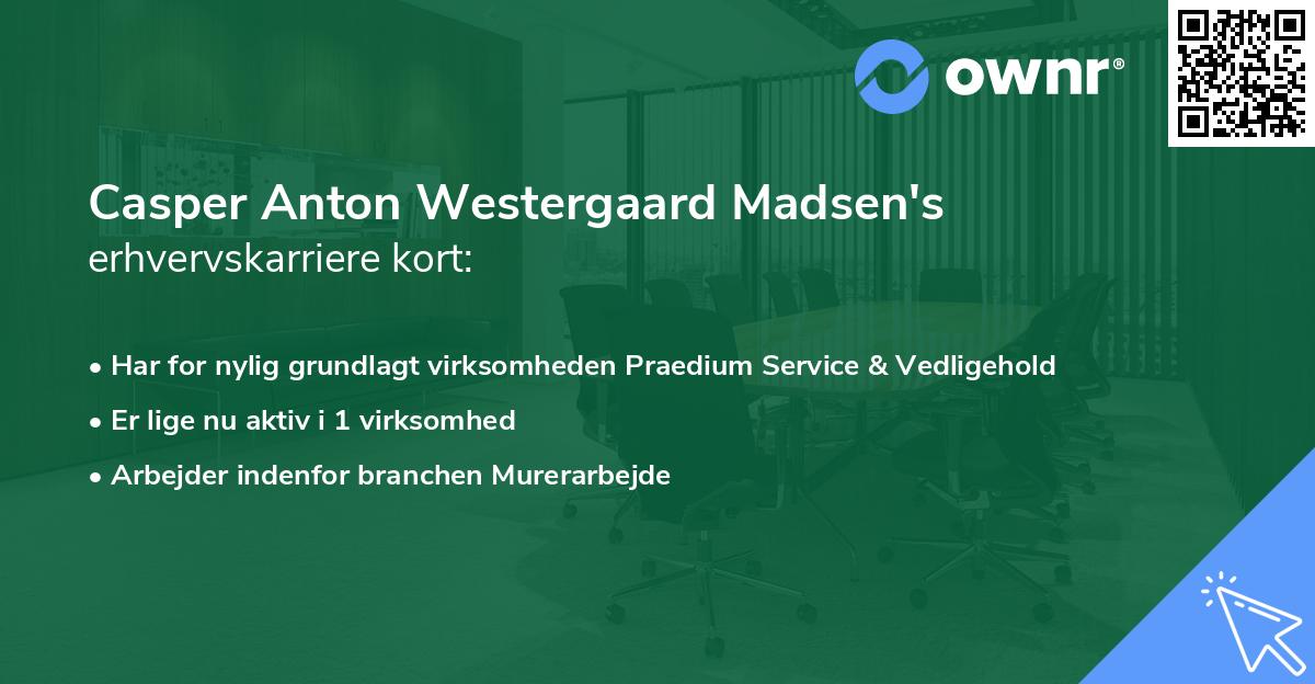 Casper Anton Westergaard Madsen's erhvervskarriere kort