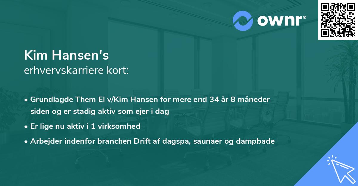 Kim Hansen's erhvervskarriere kort