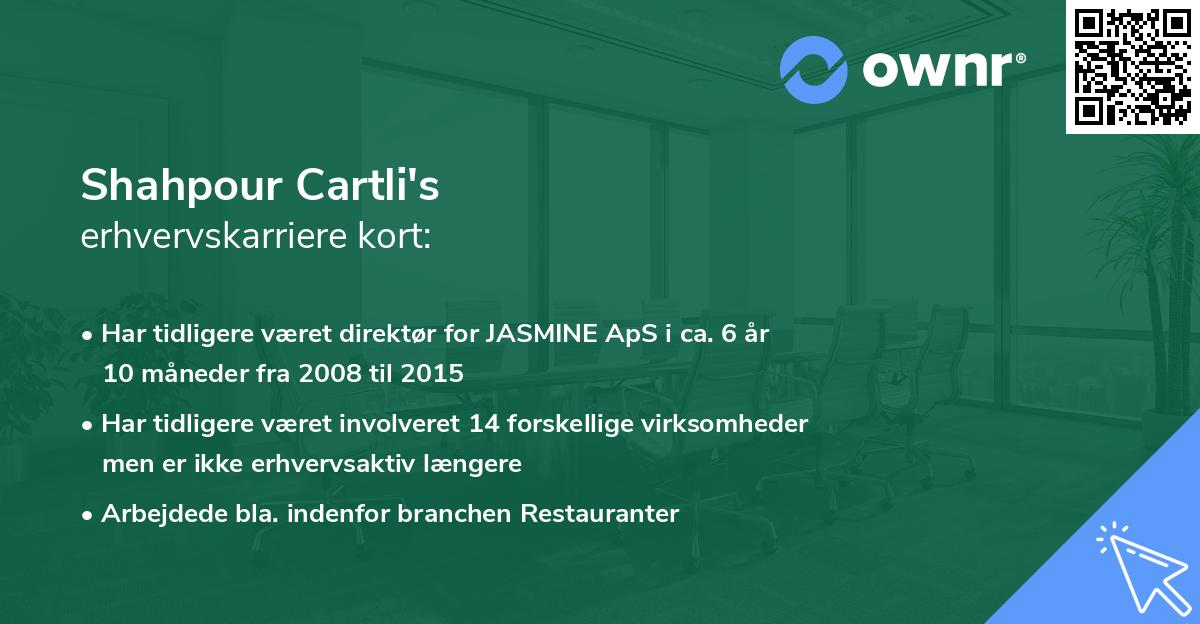 Shahpour Cartli's erhvervskarriere kort