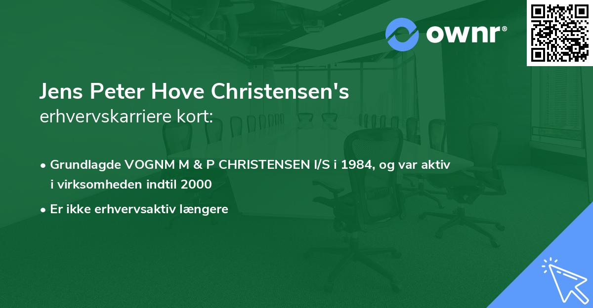 Jens Peter Hove Christensen's erhvervskarriere kort