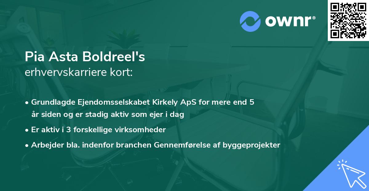 Pia Asta Boldreel's erhvervskarriere kort